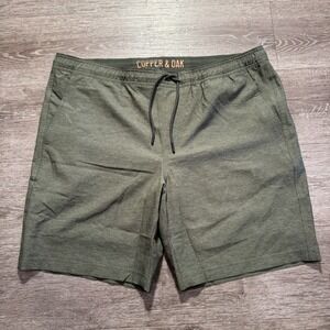 Copper & Oak Shorts Mens XL Green Elastic Waist Drawstring Casual Lined Lounge